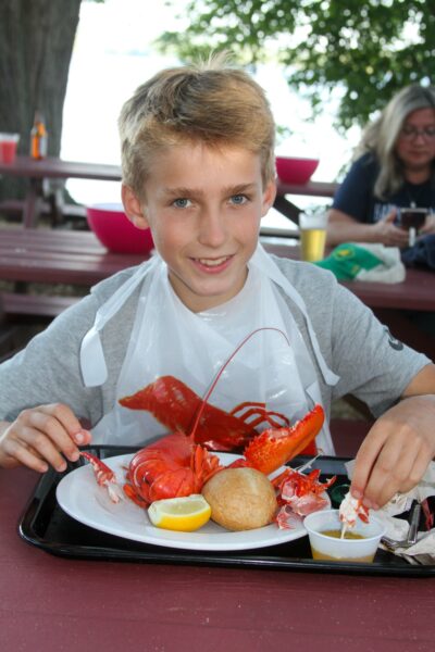 Boy with lobster