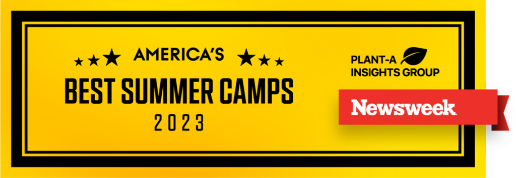 Black and gold banner from Newsweek with text saying best summer camps 2023.